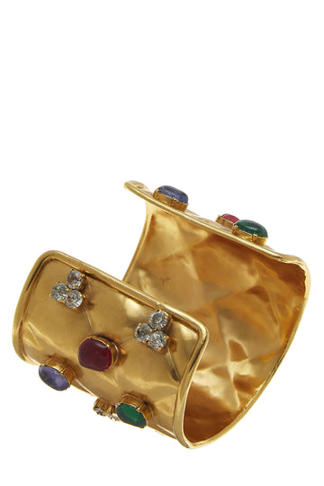 Chanel,  Gold & Multicolor Gripoix Quilted Cuff, Multi