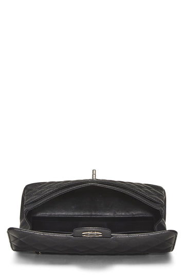 Chanel,  Black Quilted Caviar Classic Double Flap Medium, Black