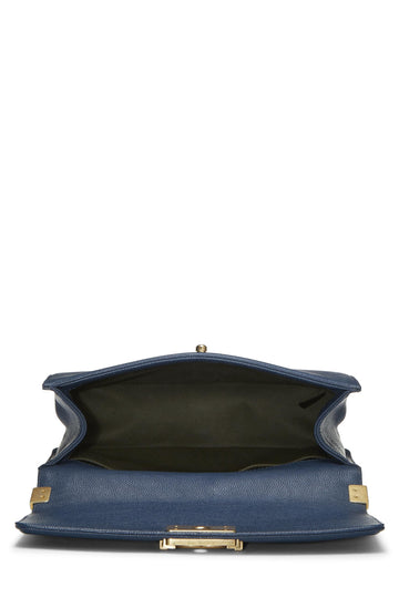 Chanel,  Blue Quilted Caviar Boy Bag Medium, Blue
