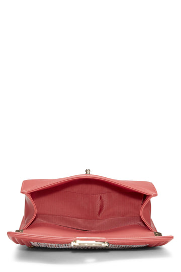 Chanel,  Pink & Multicolor Tweed Chevron Pearl Boy Bag Medium, Pink