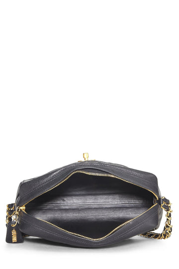 Chanel,  Black Quilted Caviar Pocket Camera Bag Medium, Black
