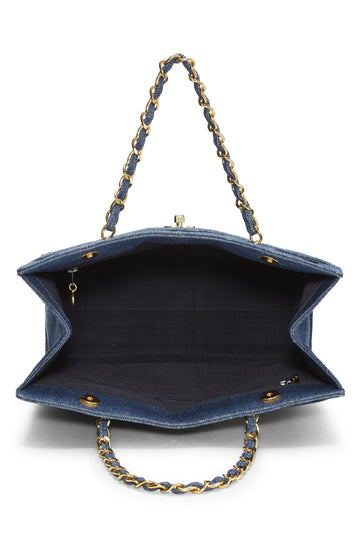 Chanel,  Blue Quilted Denim Tote Medium, Blue