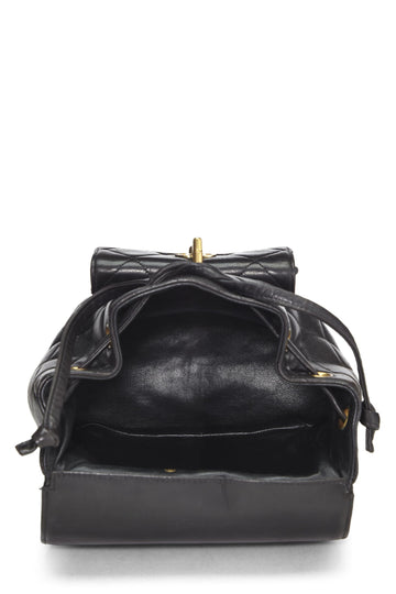 Chanel,  Black Quilted Lambskin Backpack Medium, Black