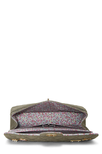 Chanel,  Paris-Cuba Green Quilted Charms Classic Double Flap Jumbo, Green