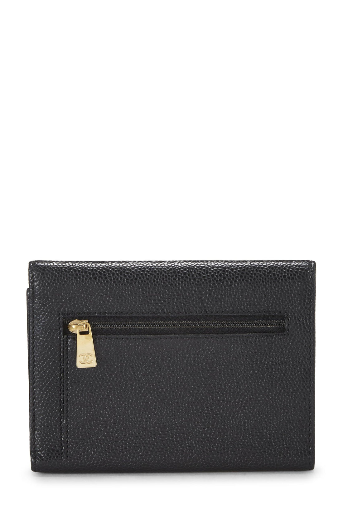 Chanel,  Black Caviar Timeless 'CC' Flap Wallet, Black