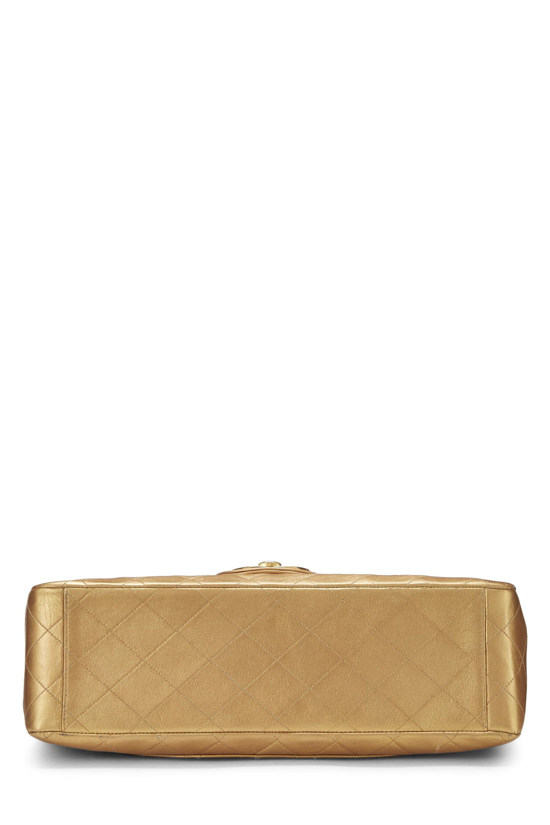Chanel,  Gold Quilted Lambskin Half Flap Jumbo, Gold