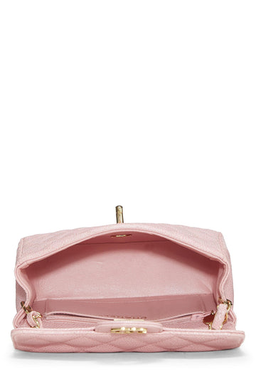 Chanel,  Pink Quilted Caviar Classic Square Flap Mini, Pink