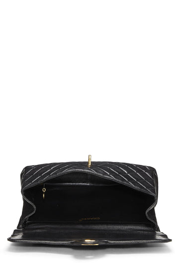 Chanel,  Black Quilted Lambskin Double Sided Classic Flap Jumbo, Black