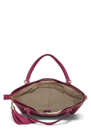 Gucci,  Purple Grained Leather Soho Top Handle Bag, Purple