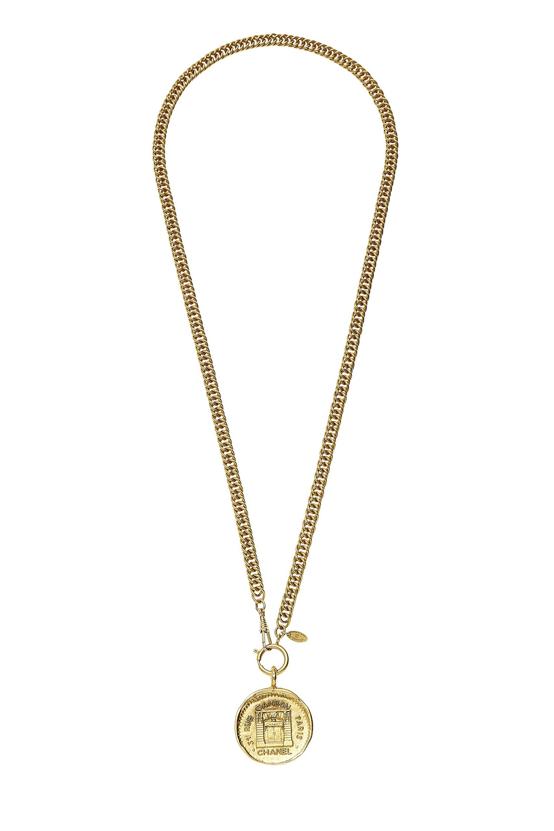 Chanel,  Gold Medallion Long Necklace, Gold