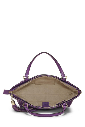 Gucci,  Purple Grained Leather Soho Top Handle Bag, Purple