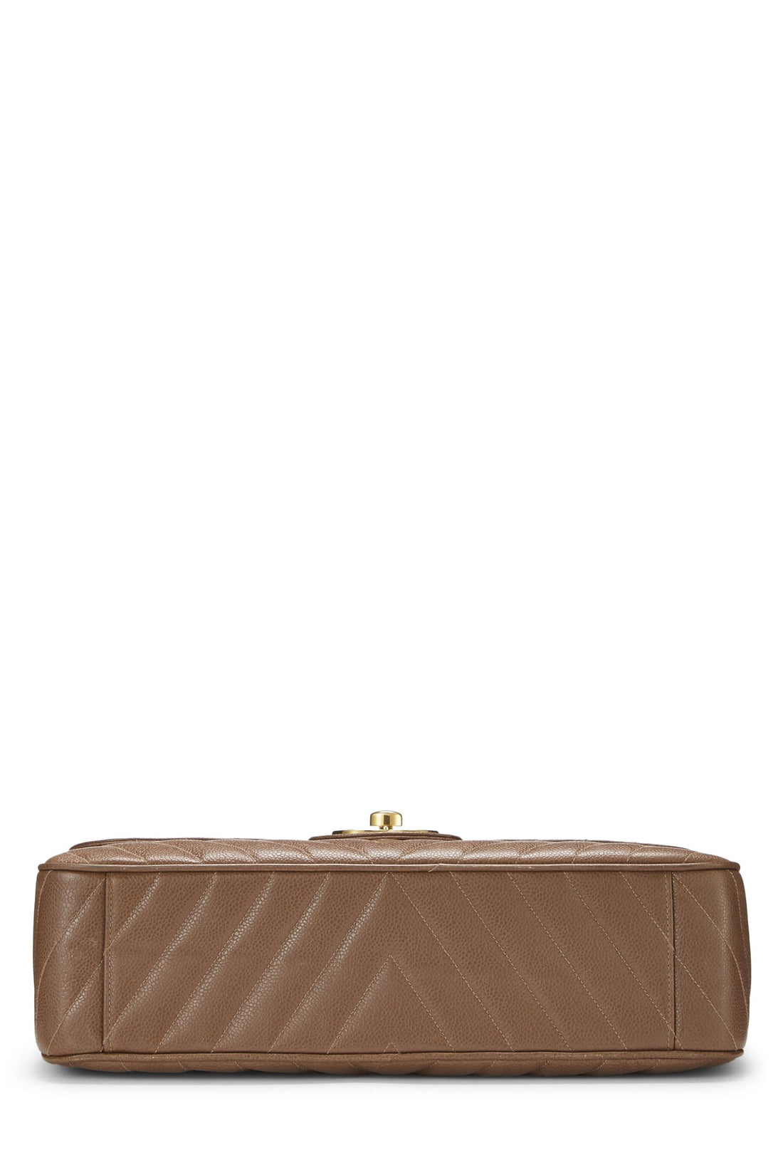 Chanel,  Brown Chevron Caviar Half Flap Maxi, Brown