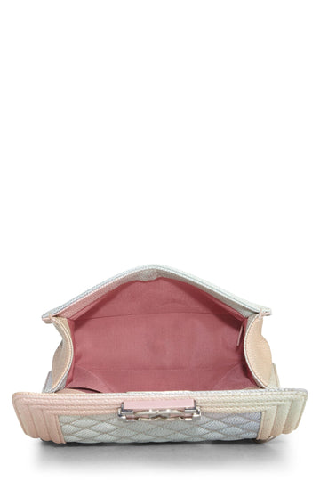 Chanel,  Pink Rainbow Quilted Caviar Boy Bag Small, Pink