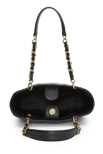 Chanel,  Black Quilted Caviar Petite Shopping Tote (PST), Black
