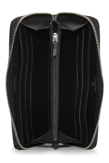 Chanel,  Black Quilted Patent Leather Zip Wallet, Black