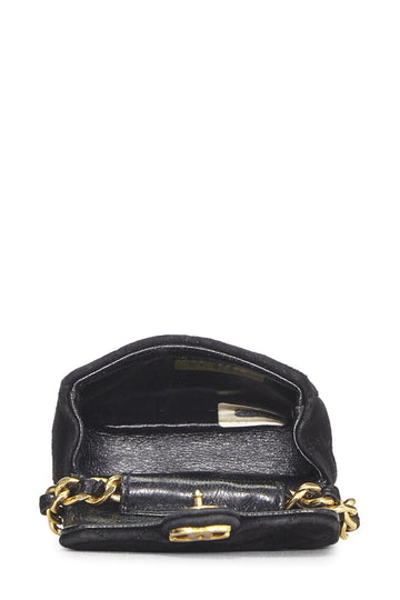 Chanel,  Black Quilted Suede Half Flap Micro, Black