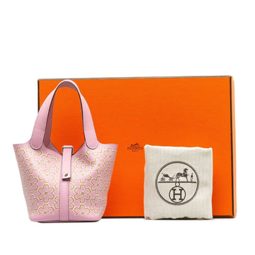 Hermès Picotin Lock Lucky Daisy Micro Pink Swift Palladium