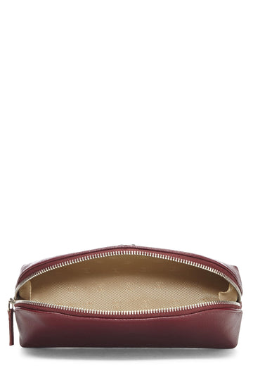 Chanel,  Burgundy Calfskin Cosmetic Pouch, Burgundy