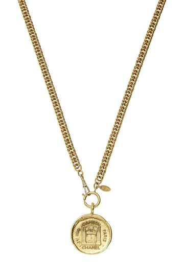 Chanel,  Gold Medallion Long Necklace, Gold