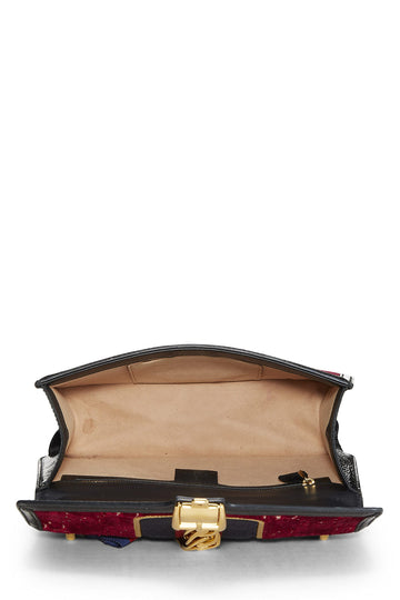 Gucci,  Burgundy Velvet Sylvie Shoulder Bag, Burgundy
