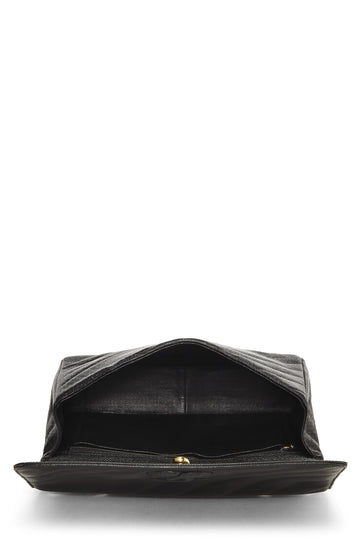 Chanel,  Black Caviar Diagonal Flap Jumbo, Black