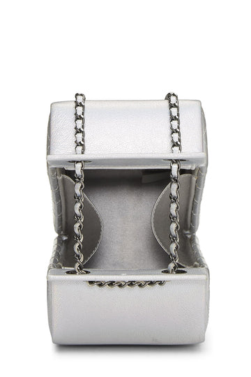 Chanel,  Metallic Silver Leather Coco Milk Carton Bag, Silver