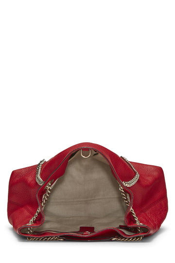 Gucci,  Red Leather Soho Chain Tote, Red