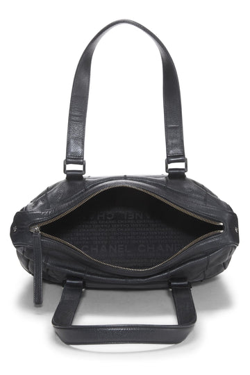 Chanel,  Black Calfskin Chocolate Bar Tote, Black