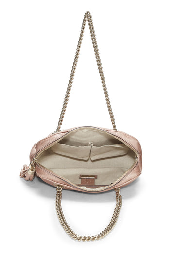 Gucci,  Metallic Pink Grained Leather Soho Chain Shoulder Bag, Pink