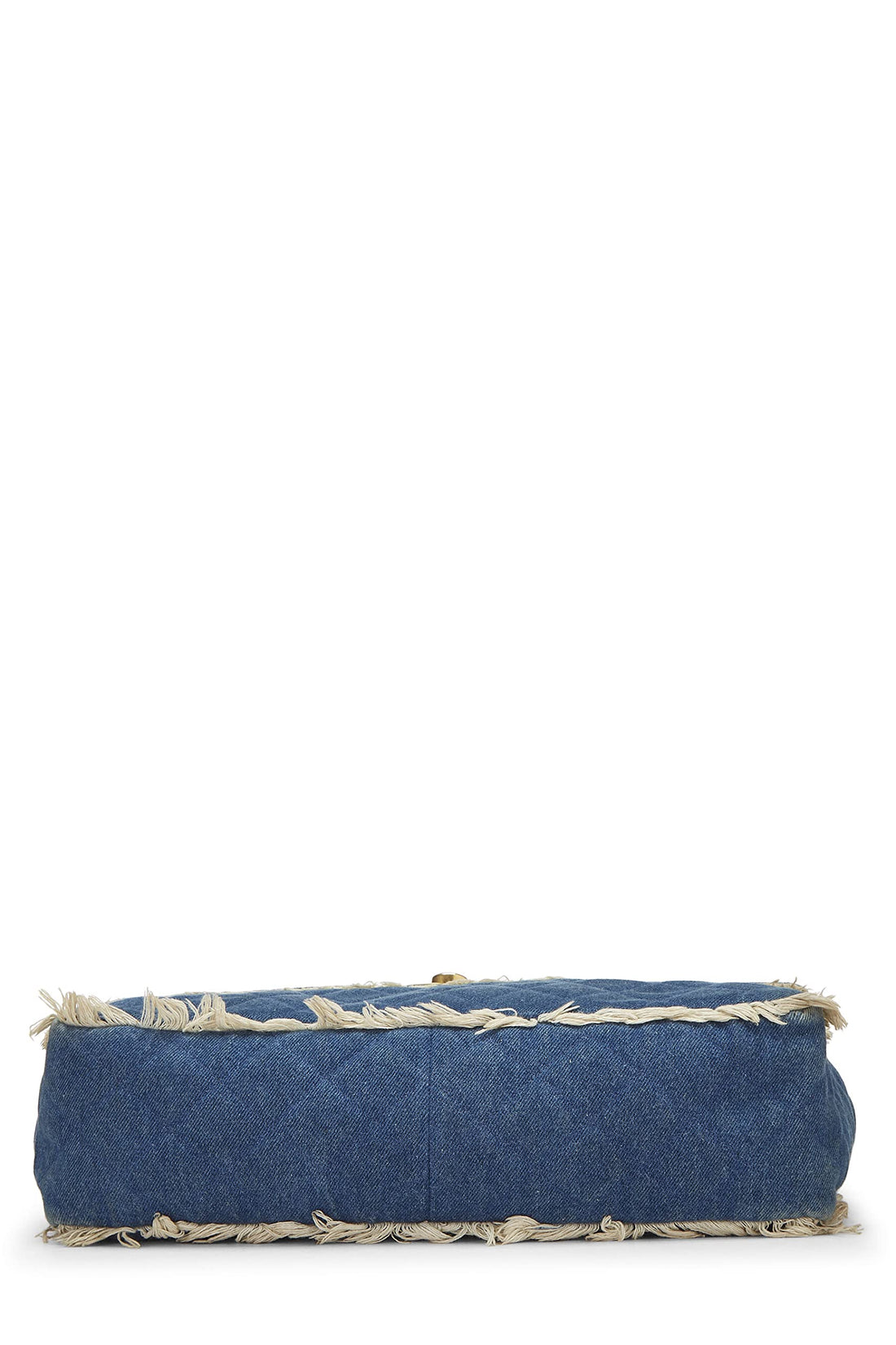 Chanel,  Blue Quilted Denim Half Flap Maxi, Blue