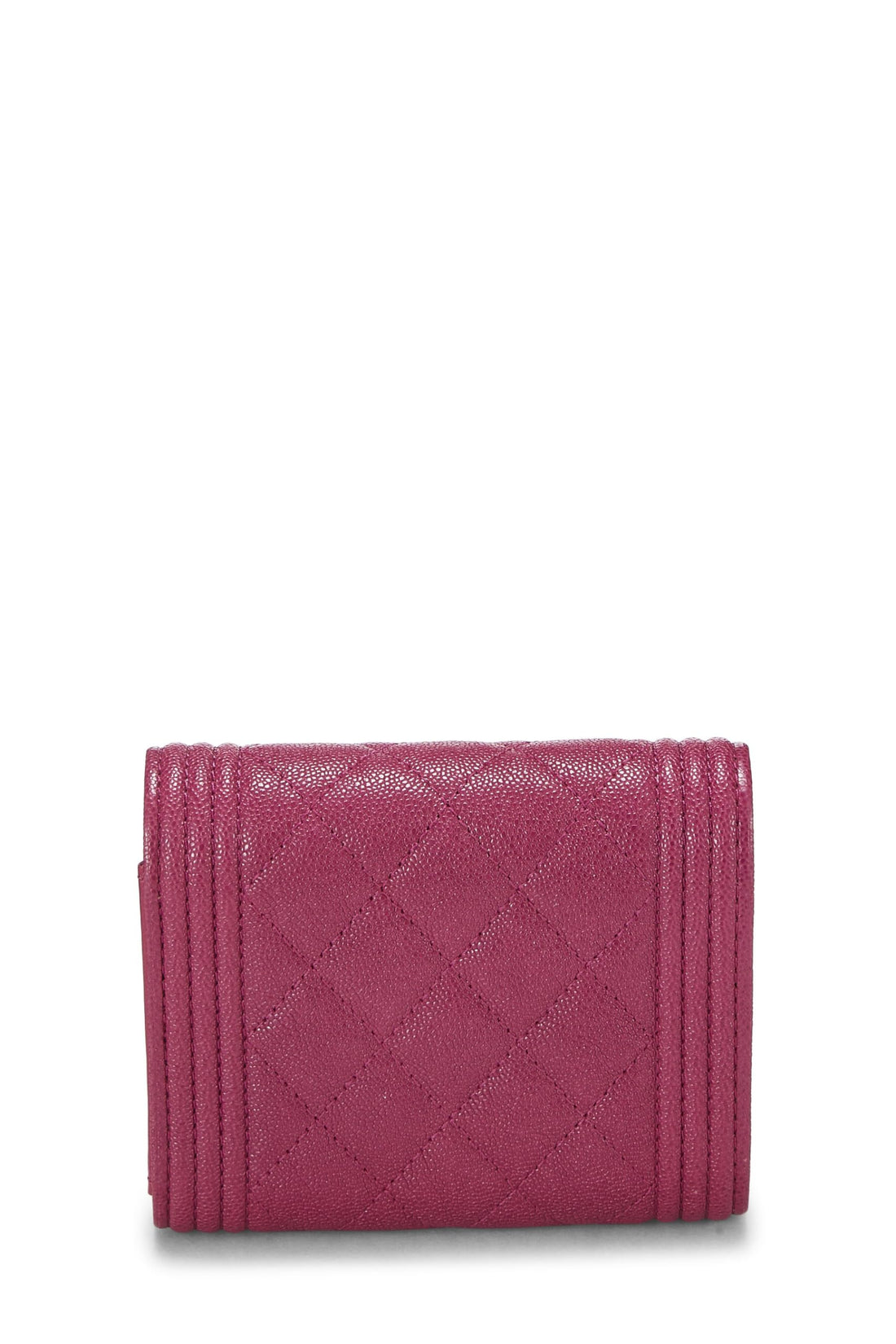 Chanel,  Purple Quilted Caviar Boy Compact Wallet, Purple