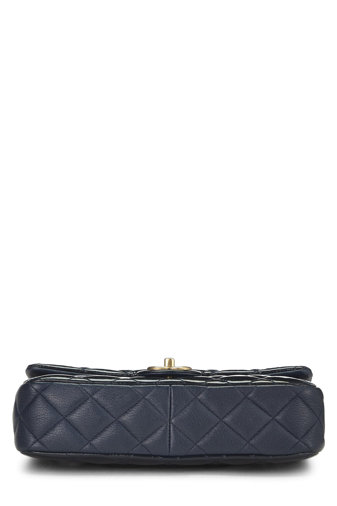 Chanel,  Navy Quilted Patent Leather 'CC' Eyelet Flap Medium, Navy