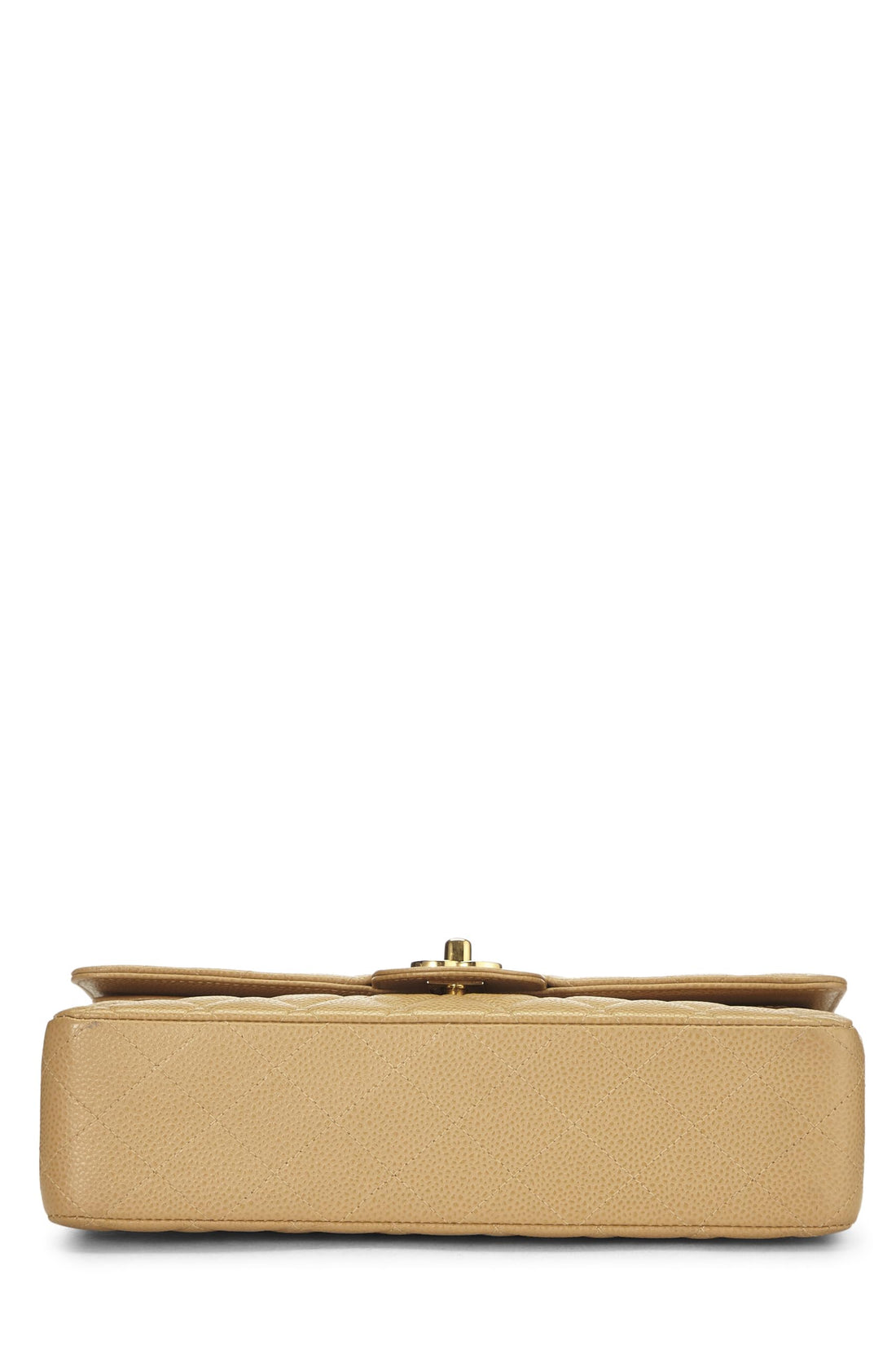 Chanel,  Beige Quilted Caviar Classic Double Flap Medium, Beige