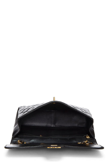 Chanel,  Black Quilted Lambskin Half Flap Jumbo, Black