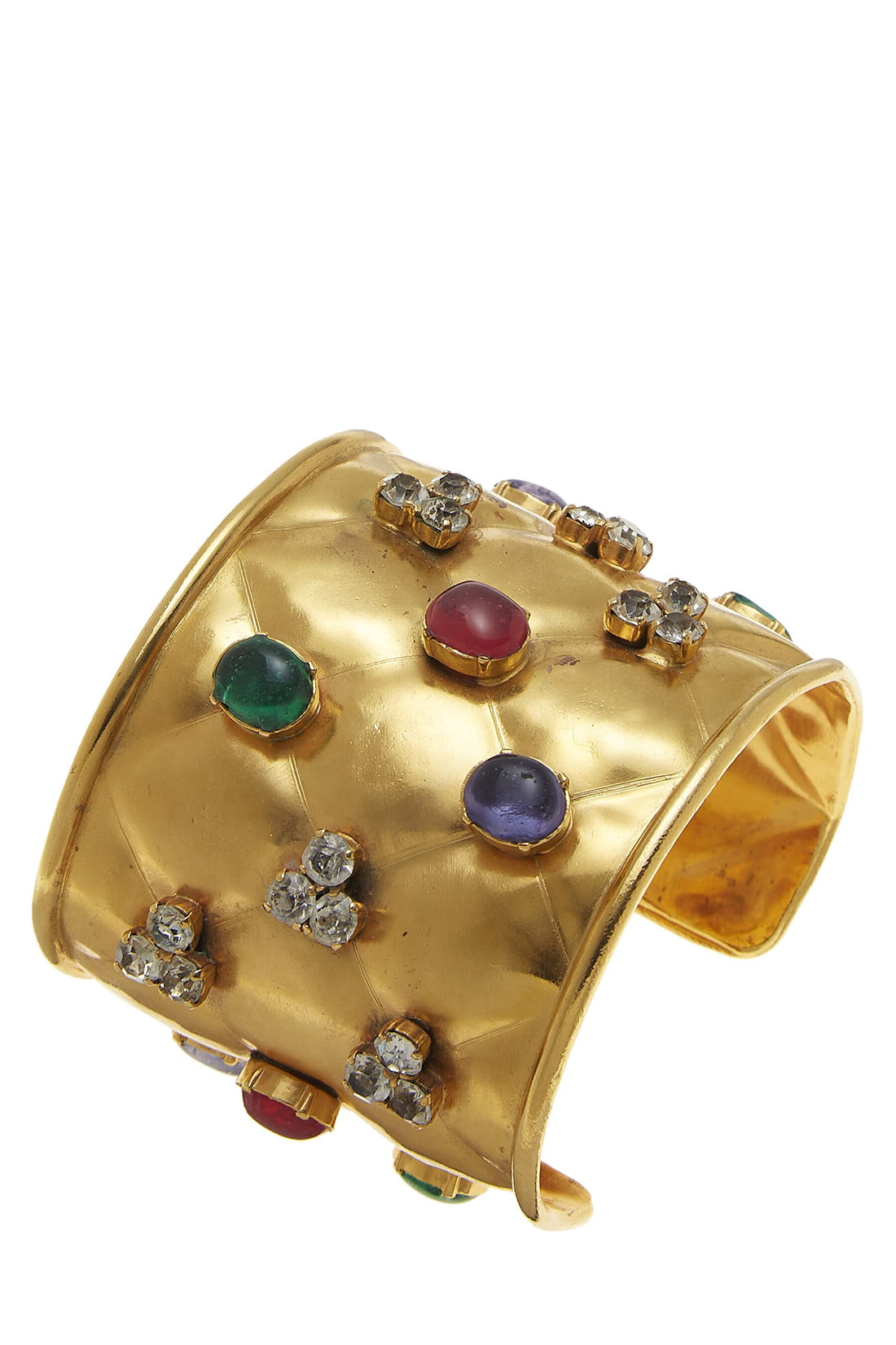 Chanel,  Gold & Multicolor Gripoix Quilted Cuff, Multi