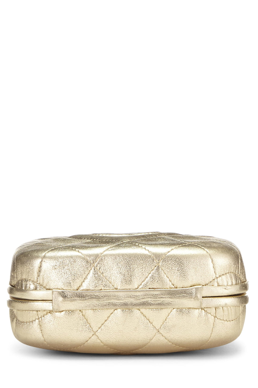 Chanel,  Metallic Gold Quilted Lambskin Kiss Lock Crossbody Bag, Gold