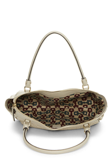 Gucci,  White Guccissima D-Ring Abbey Zip Tote, White