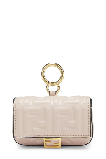 Fendi,  Pink Embroidered Convertible Baguette Bag Charm Nano, Pink