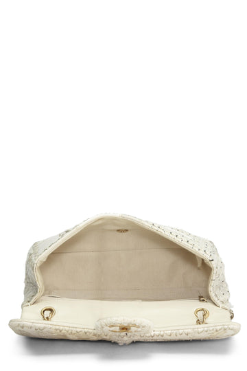 Chanel,  Cream Patchwork Half Flap Jumbo, White