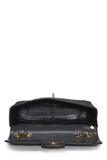 Chanel,  Black Chevron Caviar Half Flap Maxi, Black