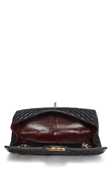 Chanel,  Black Quilted Lambskin Half Flap Maxi, Black