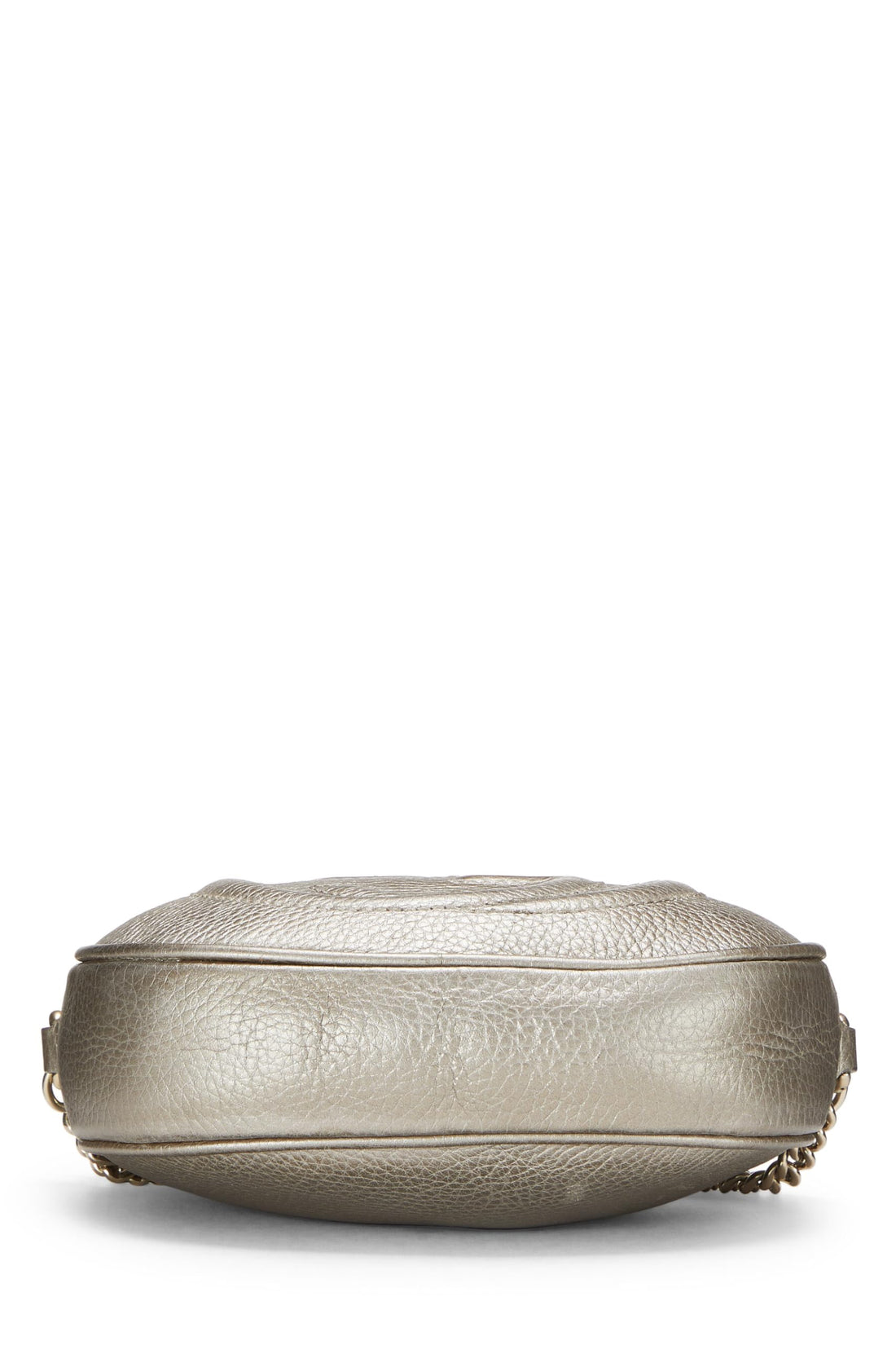 Gucci,  Metallic Gold Leather Soho Round Chain Crossbody Mini, Gold