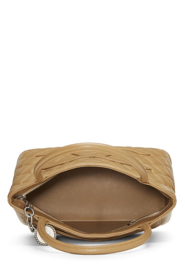 Chanel,  Beige Quilted Caviar Medallion Tote, Beige