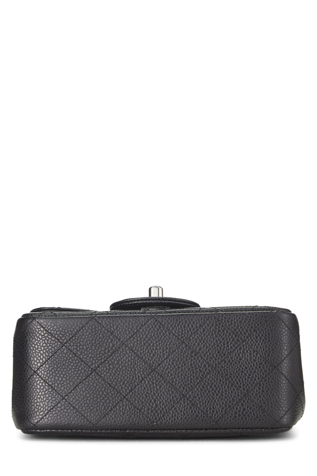 Chanel,  Black Quilted Caviar Classic Square Flap Mini, Black