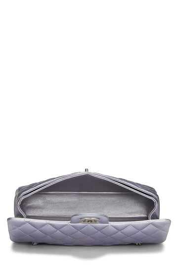 Chanel,  Metallic Purple Quilted Lambskin Classic Double Flap Medium, Purple
