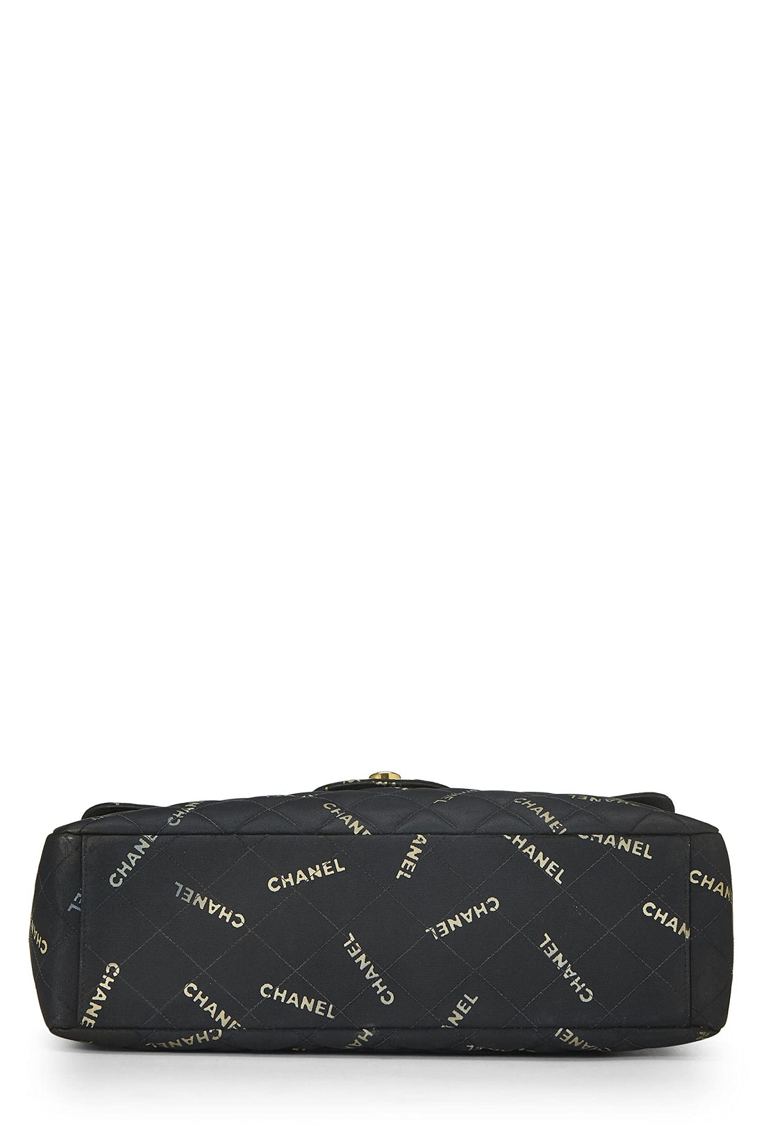 Chanel,  Black Canvas Logo Half Flap Maxi, Black