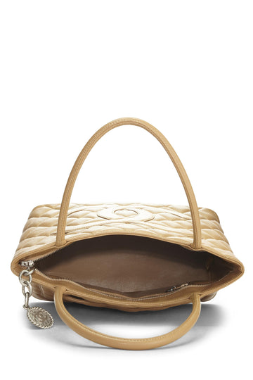 Chanel,  Beige Quilted Caviar Medallion Tote, Beige