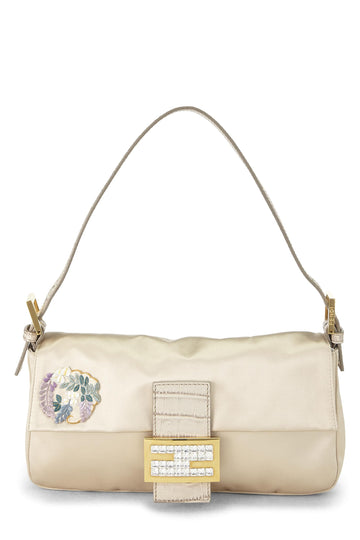 Fendi,  Beige Satin Baguette, White