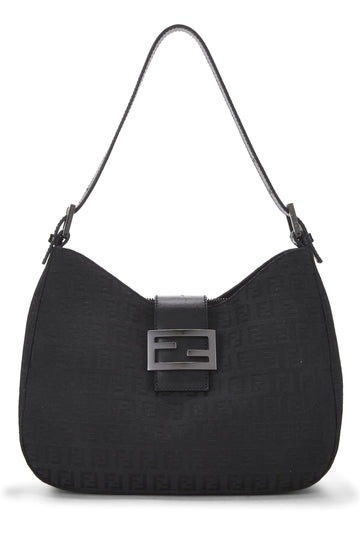 Fendi,  Black Zucchino Canvas Shoulder Bag, Black