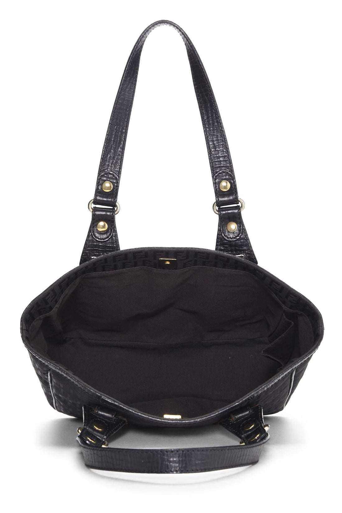 Fendi,  Black Zucchino Canvas Tote Small, Black